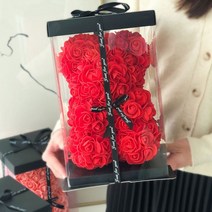 로즈베어 led 여자친구 100일 장미곰돌이 곰 졸업식 유치원 비누꽃 졸업 선물, 25cm+led_화이트