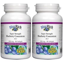 네추럴팩터스 블루베리 농축액 500mg 다중불포화 지방 90소프트젤x2, 1개, 기본