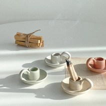 팔로산토 스머지 스틱 홀더 세라믹 촛대 빈티지 테이퍼초 손잡이 캔들 트레이, 화이트