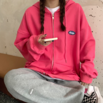 데이홀릭 여성용 가을 겨울 맨투맨 무지 몬테 데일리 후드 집업