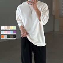 빠델 남자 사계절 데일리 특양면 오버핏 스판 7부 반팔 티셔츠