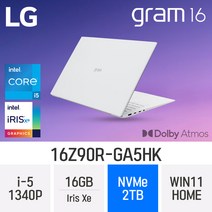 LG전자 2023 그램16 16Z90R-GA5HK, WIN11 Home, 16GB, 2TB, 코어i5, 화이트