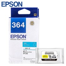엡손 EPSON 정품잉크 T364 Expression Home XP245 + 항균물티슈, 1개, 정품_T364270 파랑