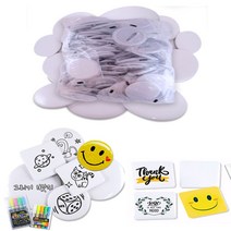 마이1004 그리기뱃지 뱃지만들기 DIY 무지뱃지 공백뱃지 원형 사각 개별포장, 원형 (소 100개입)-5.8cm