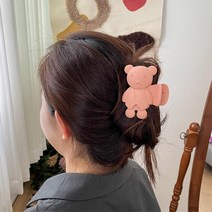 러블리 스마일 곰돌이 포인트 무광 헤어 머리 집게핀