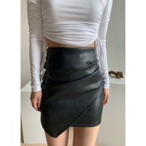 설세라 / 가죽 레더 셔링 언발 스커트