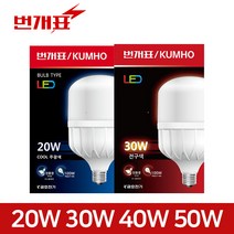 번개표 led 전구 램프 삼파장전구 보안등 20W 30W 40W 50w 매장램프 글러브, 번개표 보안등전구 20w 주광색(흰빛)