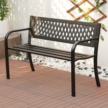 야외용 공원벤치 가구 긴 정원 원목 철제 의자 카페 나무 옥상, 오스틴 벤치 - 매트 미포함