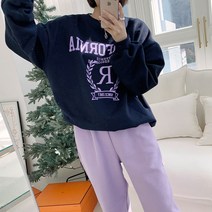 하이데일리 맨투맨 배색 기모 조거 트레이닝세트