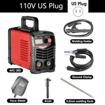 교류아크용접기 아크용접기 300amp arc mma 인버터 110v220v igbt 반자동 휴대용 금속 철, 110v 미국 플러그 빨간색