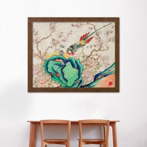 나봄갤러리 화조도 꿩 새그림 모란그림 민화, 4.내츄럴 브라운 액자