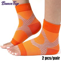 발목보조기 발목 보호대 족하수 관절 재활 고정기 Bracetop 1 쌍 스포츠 발바닥 근막염 압축 중괄호 양말 소매 아치 지원 뒤꿈치 통증 아킬레스 건염 완화, 주황색 발목 보호대, 에스엠