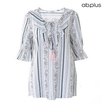 에이비플러스 ab.plus V러플 에스닉 태슬 블라우스 (LSU2ZB35A)
