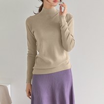 데일리앤 리셀 여성 반폴라 슬림핏 베이직 니트 티