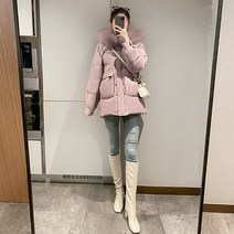 COSYEVNO 여성 도톰 숏 패딩 여성 덕다운 후드 점퍼