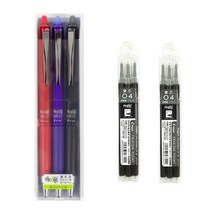 파이롯트 프릭션 포인트 0.4mm 노크 지워지는 볼펜 세트, 0.4mm 3색 세트+리필(3본입)2개 세트
