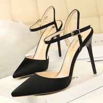 (무배)(직수입) 베이직 새틴 슬링백 스트랩 샌들 힐 킬힐 하이힐 8color 10.5cm 힐 슈즈