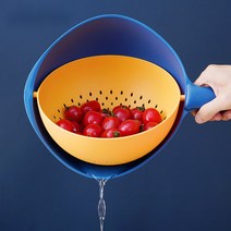 OIMG 더블 바구니 주방 플라스틱 그릇 세척 저장물 바구니 필터 그릇 배수기 채소 세척 여과기, 초록색