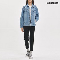 잠뱅이 여성 스팽글 자수포인트 오버핏 바이오스톤 데님자켓 미디엄블루 AJ3DDJ63-MB