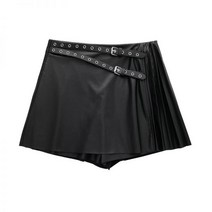 ZARA 자라 레더 플리츠 벨티드 치마바지 스커트