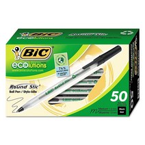 [빅 정품]BIC빅 Ecolutions 라운드 스틱 볼펜 펜 블랙 잉크 1Mm 미디엄 50팩