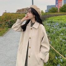 Mao세련된 프랑스 정장 코트 겨울 한국 스타일 고치 모직 코트 우아한 긴 모직 코트