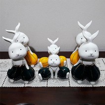 도자기토끼3p장식품(1), 블루토끼