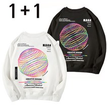 [1+1] 슈프림 오버핏 긴팔 써클 빅사이즈 남자 여자 공용 커플 맨투맨 빅사이즈