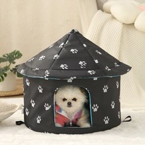 길고양이 겨울집 보온 코지 숨숨집 야외 방수 고양이집, 라운드 블랙