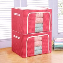 DFMEI 접이식 수납함 철골대 대형 차량용 수납함, 레드 도트, 72L(50*40*36)4철골