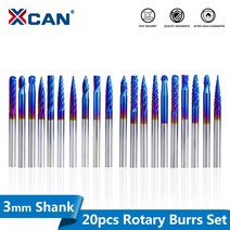 로터리바 xcan 1set 텅스텐 카바이드 로터리 버 세트 dremel 도구 3x3mm, 블루 코팅