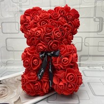 화동바구니 생화같은조화 웨딩촬영부케 도매 큰 테디 로즈 베어 상자 고급스러운 장미 곰 꽃 인공 크리스마스 발렌타인 선물, 25cm No Box