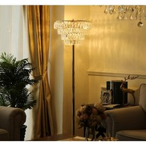크리스탈 샹들리에 거실 서재 플로어 장스탠드 램프 tl002, 장스탠드M(37cm), 골드크리스탈, 스위치제어