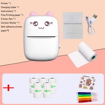 라벨프린터 스티커 인쇄 택배송장 출력기 미니 휴대용 무선 감열 포토 프린터 라벨 인쇄 57mm BT 200dp, 05 Pink Plus 5 Sticker
