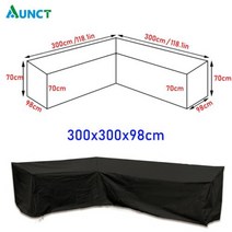 코너 야외 소파 커버 정원 등나무 코너 가구 커버 V 모양 방수 소파 보호 세트 다목적 먼지 커버, 300x300x98cm