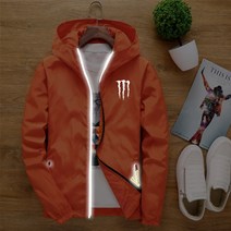 야마하바람막이 혼다 바람막이 오토바이 바이크 자켓 후드집업 빅사이즈 빛반사, 오렌지 가와사키