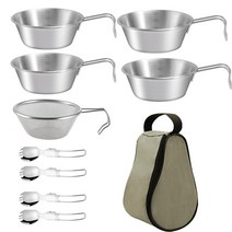 녹색잎 300ml 시에라컵 캠핑용식기 티타늄컵 야외식기 10종 세트, 1세트