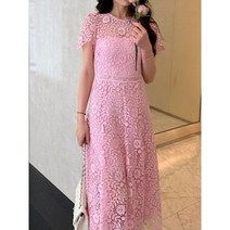 펀칭 원피스 펀칭자수원피스 라운드넥 반팔 자수 131688 여성 불규칙 솔리드 컬러 패션 이브닝 여름
