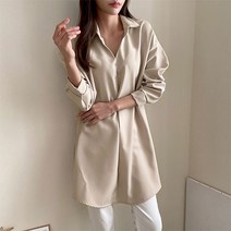 오브치치 심플 라인 봄 가을 간절기 링클프리 여성 스판 롱 셔츠