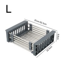 스테인레스 스틸 소재 텔레스코픽 싱크대 주방 정리 드레인 바구니 조절 가능한 식기 건조기, 02 Large