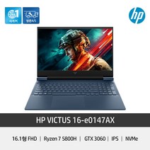 HP 16-e0147AX 16GB 768GB Win11 게이밍노트북 16형 가성비 롤 게이밍 라이젠7 RTX3060, WIN11 Home, AMD, 블루