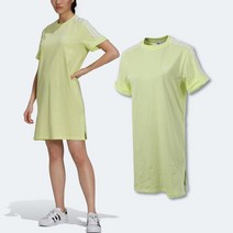 아디다스 오리지널 여성 3스트라이프 티 드레스 원피스 티셔츠 반팔 옐로우 매장 정품 아코탭