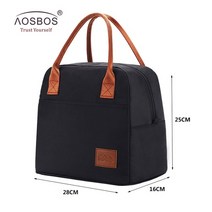 피크닉도시락 가방 런치박스 소풍 직장인 보냉 aosbos 휴대용 열 도시락 키즈 남성 패션 피크닉 쿨러 도시락 절연 여행 식품 토트 백 box 2019, m014bk