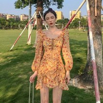 SAMARA 미니 셔링 리본 플라워원피스 SY