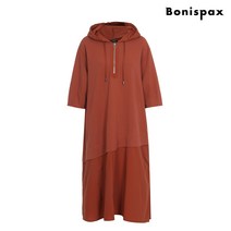 [보니스팍스]지퍼 우븐배색 후드 원피스-MF83OP042
