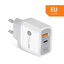 PD 20W USB 유형 C 충전기 twoport 두 배 항구 QC 3.0 iPhone ipad를위한 이중 접합기 빠른 전화 책임 Huaw, 01 EU White