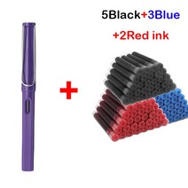 만년필선물 저가 11Pcs 만년필 혼합 잉크 세트 EF 0.38mm 팁 블랙/블루/레드 교체 가능한 사무실 쓰기 문구, 06 Purple-Mixed ink, 한개옵션1