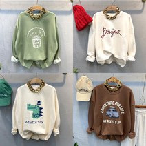 럭키567 / [특가]겨울 여성 기모 프린팅 맨투맨티 4종택1