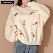 퀸앤조이 무지개 자수 기모 프리미엄 맨투맨***판매자 퀸앤조이***