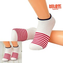 국산 여성양말 여자양말 발목띠 가로줄무늬 발목양말 흰빨 3켤레 조리원양말 여학생양말 여자덧신